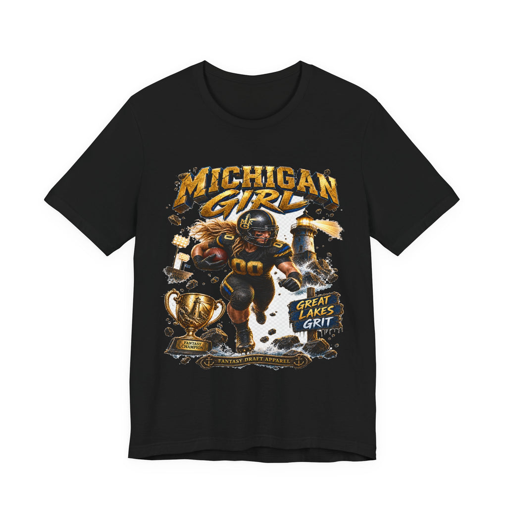 Michigan Girl Team Football Tee