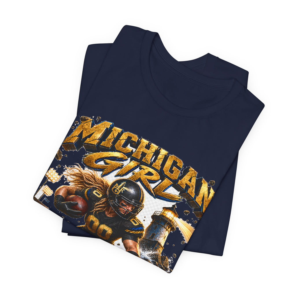 Michigan Girl Team Football Tee