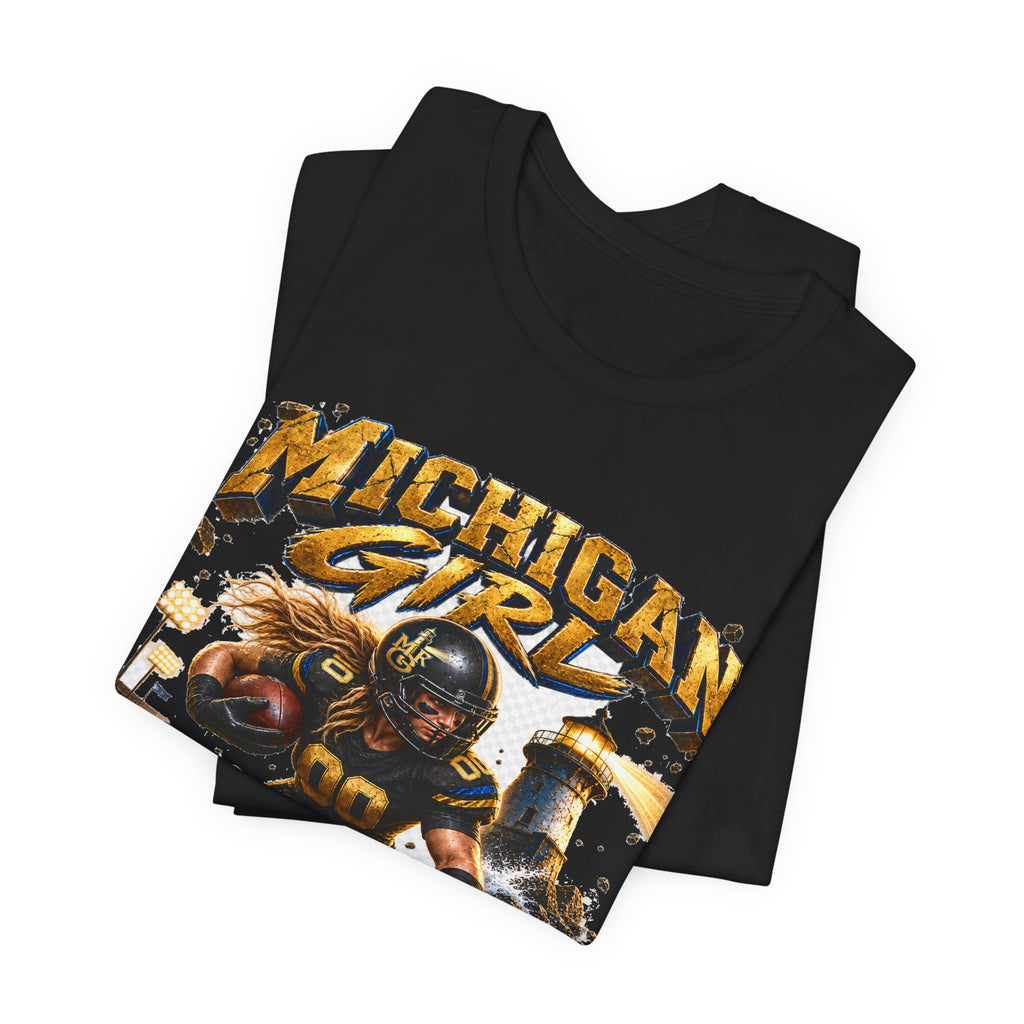 Michigan Girl Team Football Tee